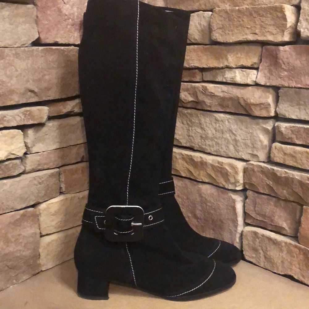 Claudia Ciuti Black Boots White Stitching made in Italy
